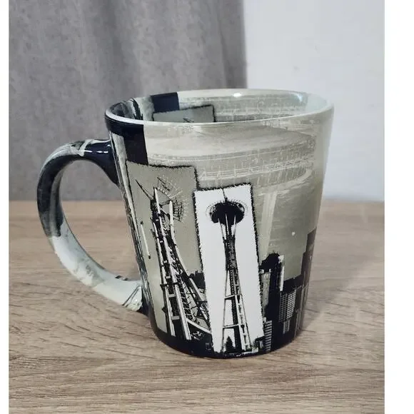 Washington Space Needle Mug Cup Seattle Black Gray Travel Keepsake Architecture - Picture 3 of 10